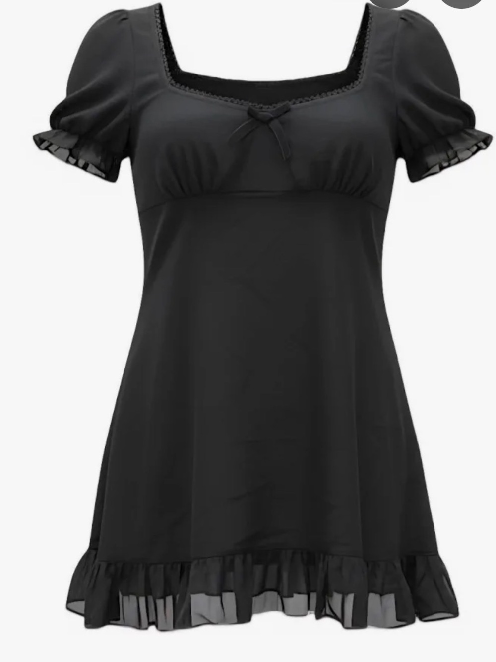 Widow Dolls Kill Black Puff-Sleeve Babydoll Mini Dress